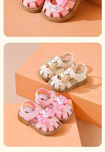 2026 Solid Bow Children's Summer Shoes Cute PVC Beach Non Slip Sandals For Baby Girls Footwear Soft Infant Kids Fashion Sandals