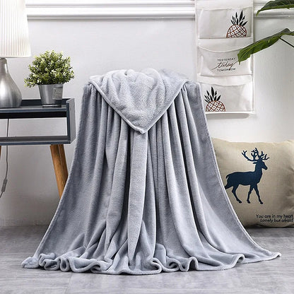 Solid Color Flannel Blanket Soft Warm Coral Fleece Velvet Blanket Winter Sheet Sofa Office Air Conditioning Yoga Nap Blanket