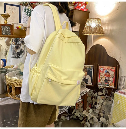Sweet soft girl solid color large capacity student backpack new style for men and women college students simple trendy