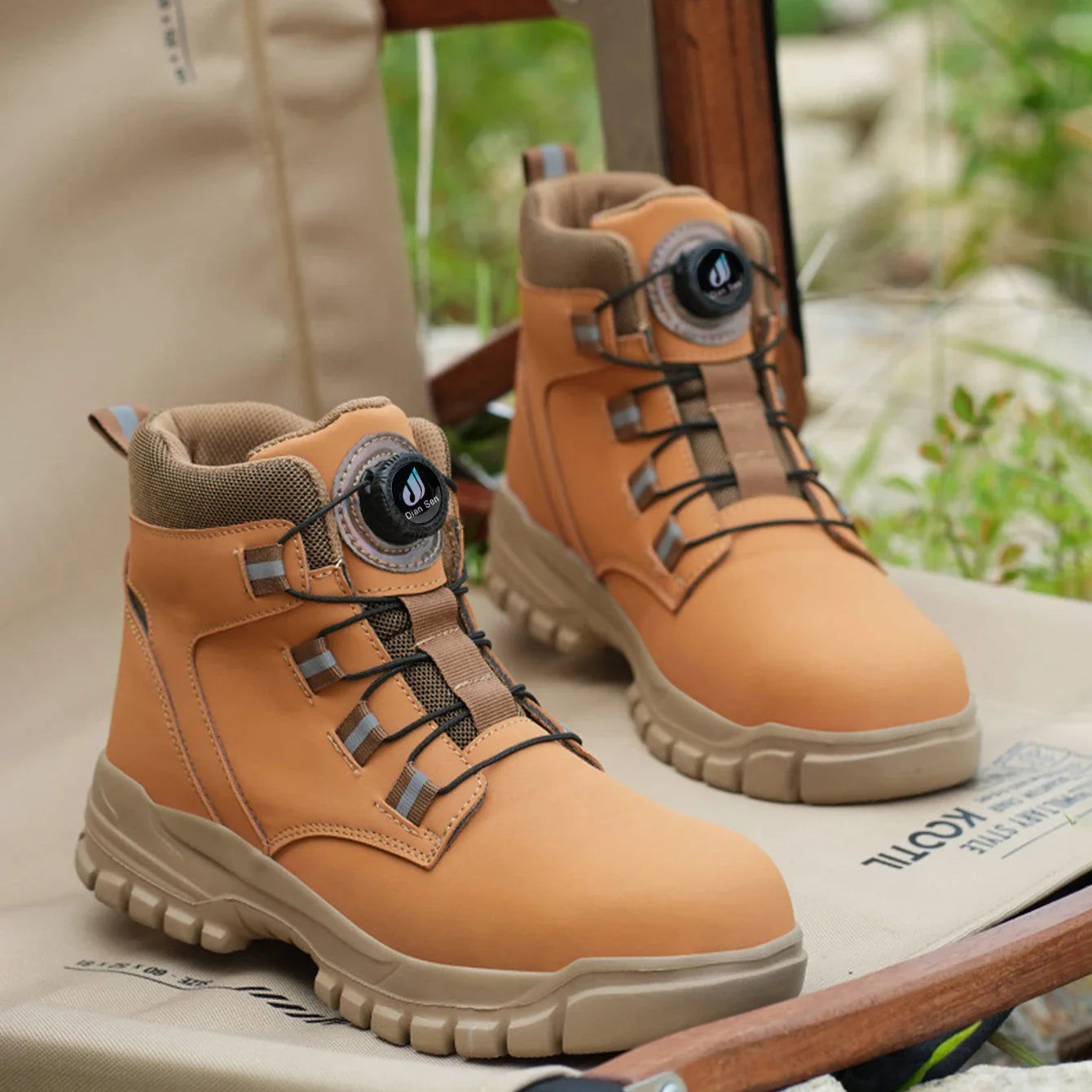 New Rotating Button Safety Shoes for Men Steel Toe Sneaker Non Slip Work Shoes Man Puncture Proof Protective Work Safety Boots