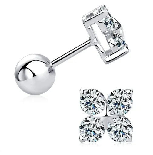 3mm Moissanite Hoop Earrings s925 Sterling Silver Clover Trendy Elegant Wedding Party Eardrop Jewelry Gifts for Women