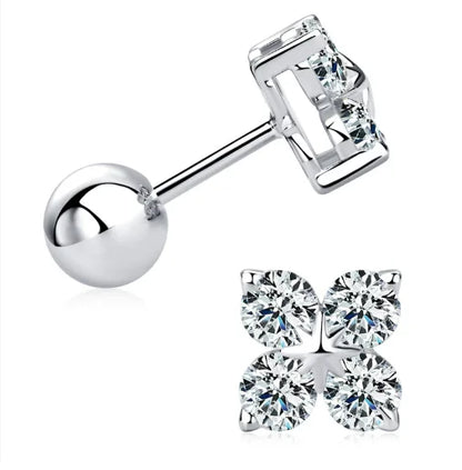 3mm Moissanite Hoop Earrings s925 Sterling Silver Clover Trendy Elegant Wedding Party Eardrop Jewelry Gifts for Women