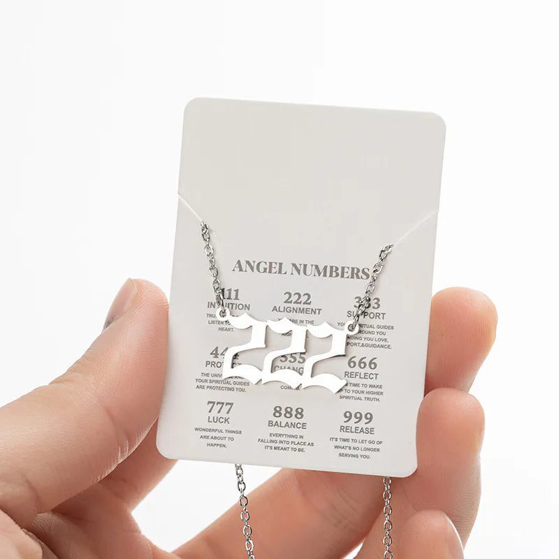 Stainless Steel Angel Number Lucky Numbers Necklaces 111 222 333 444 555 777 888 999 666 000 Pendant Necklace Charms Jewelry