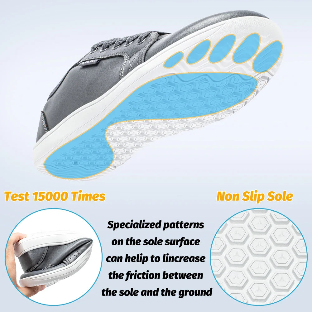 Minimalist Shoes for Men Women Wide Toe Barefoot Zero Drop Shoes Casual Artificial Leather Lightweight Walking Sneakers