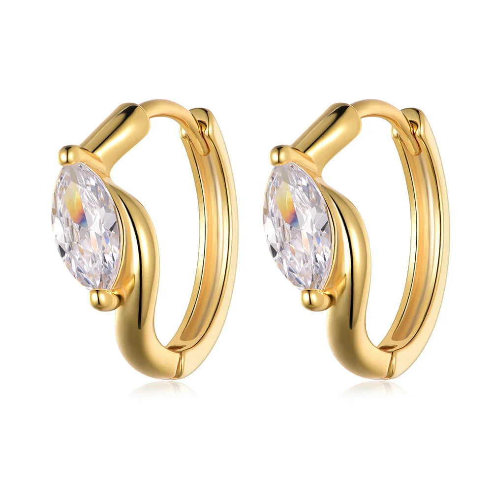 0.4 Carat Marquise Cut Moissanite Diamond Huggies Hoop Earrings with Certificates 925 Sterling Silver Drop Earring for Women Men