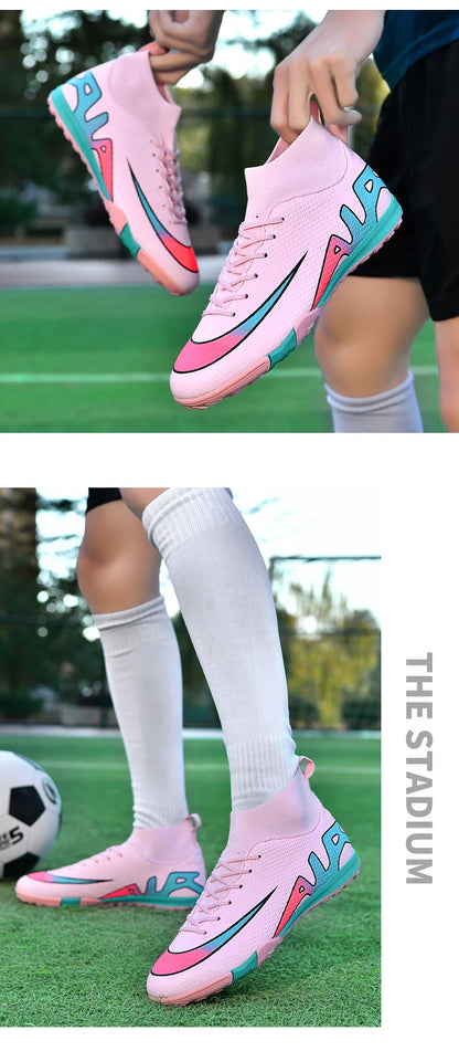 Men Professional Soccer Cleats FG/TF Football Boots Non Slip Breathable Training Shoes Outdoor Match Sneakers Grass Turf Sports