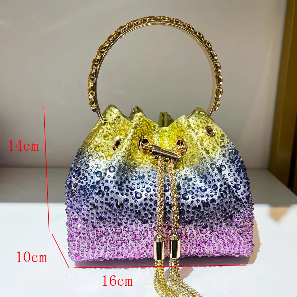 Handle Rhinestones Evening clutch Bag Purses and handbag luxury Designer shoulder bag Shiny Crystal Clutch purse bucket bag