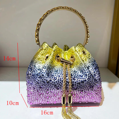 Handle Rhinestones Evening clutch Bag Purses and handbag luxury Designer shoulder bag Shiny Crystal Clutch purse bucket bag