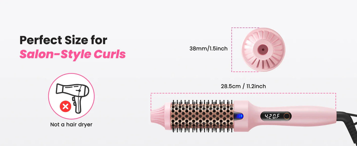 Dual Voltage Ionic Thermal Brush For Curling And Straightening 6 Temperature Settings & LED Digital Display Hot Air Styler