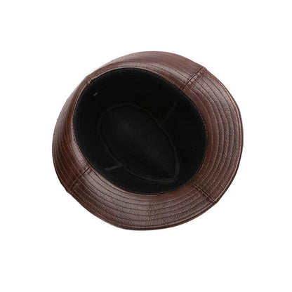 2026  Autumn Men Real Genuine Cowhide Leather Top Hats Men Fashion Caps Winter Warm New Cowboy  100% Real Cowhide Leather Hats