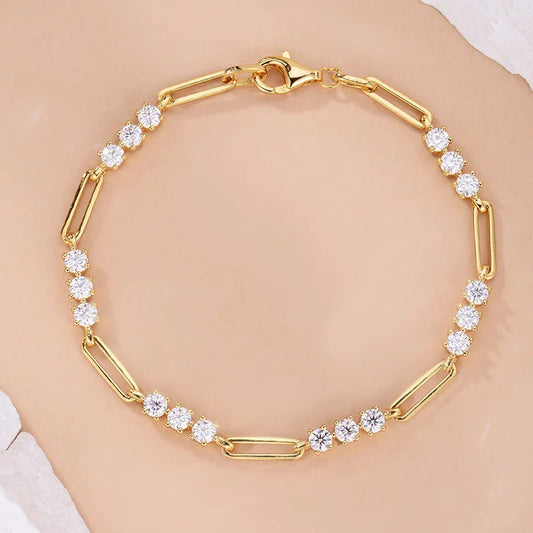 3mm D Color Round Moissanite Bracelet Summer Fashion Jewelry GRA Certified s925 Sliver Plated 18k Bracelets for Women