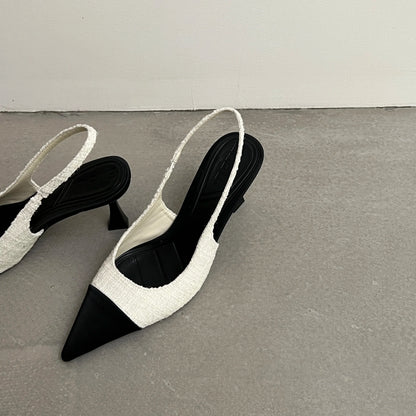 New style pointed-toe fashionable high-heeled shoes for women with thin heels open-back, shallow-cut and suitable foroutdoorwear
