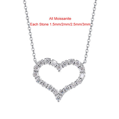 D Color Heart Shape Moissanite Diamond Jewelry Set for Women 925 Sterling Silver Pendant Necklace Stud Earrings Wedding Jewelry