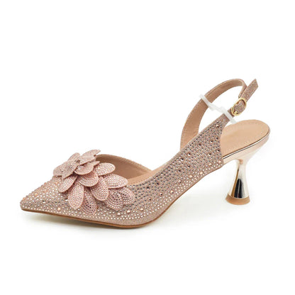2026 Nigerian Style Rhinestone Medium Heeled Sandals for Women Fashion Wedding Party Shoes and Bags Set with Rhinestone