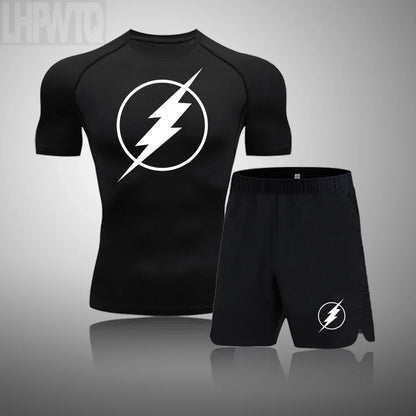 2024 Men's Running Fitness Sportswear Athletic T-Shirt Training Gym Clothes Sports Suits Workout Jogging Rashguard Men's Kit