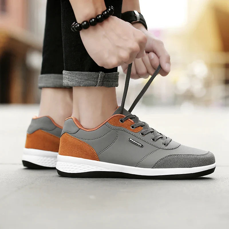YRZL Calçados Masculinos Primavera Outono Tênis de Caminhada Impermeáveis Calçados Esportivos Masculinos de Couro para Lazer Calçados Antiderrapantes Tênis para Homens