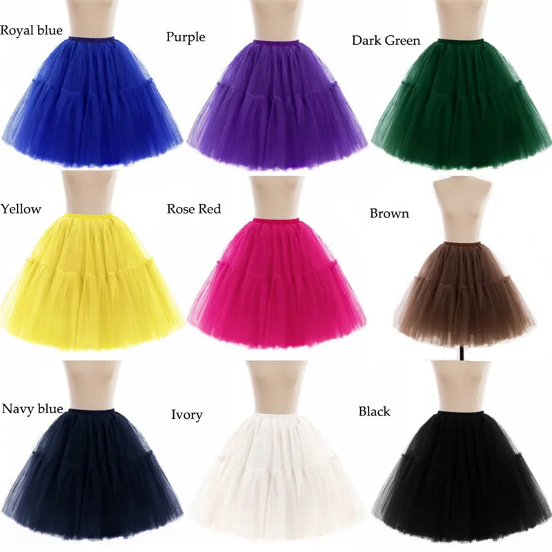 6 Layers Fluffy Ball Gown Women Short Skirts Knee Length Tutu Dress Underskirt Soft Tulle Petticoat for Club Cosplay Marathon