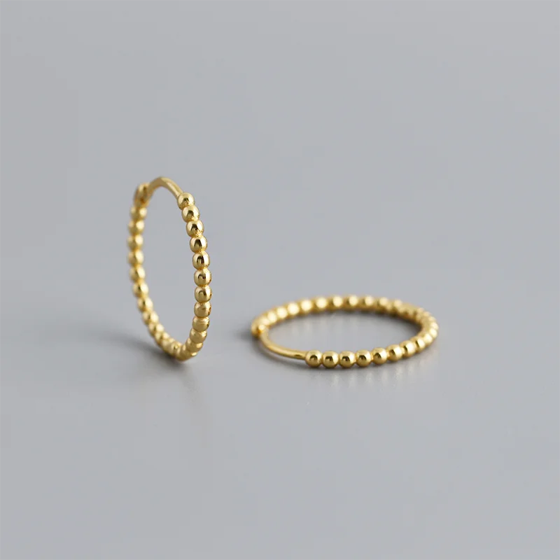925 Sterling Silver Fashion Minimalist Beads Huggies Hoop Earrings for Women Trend Charm Ear Buckle Bohemian Jewelry Gift