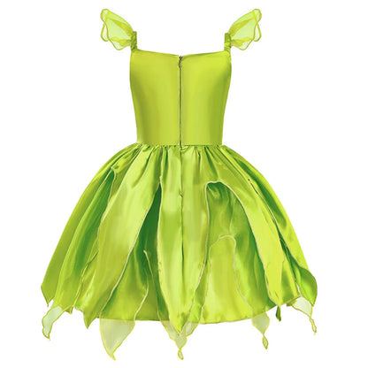 Disney Girls Cosplay Fada Tinker bell Vestido Crianças Princesa Fada das Flores Com Asas Fantasia Festa Tinkerbell Tinker Bell Vestido