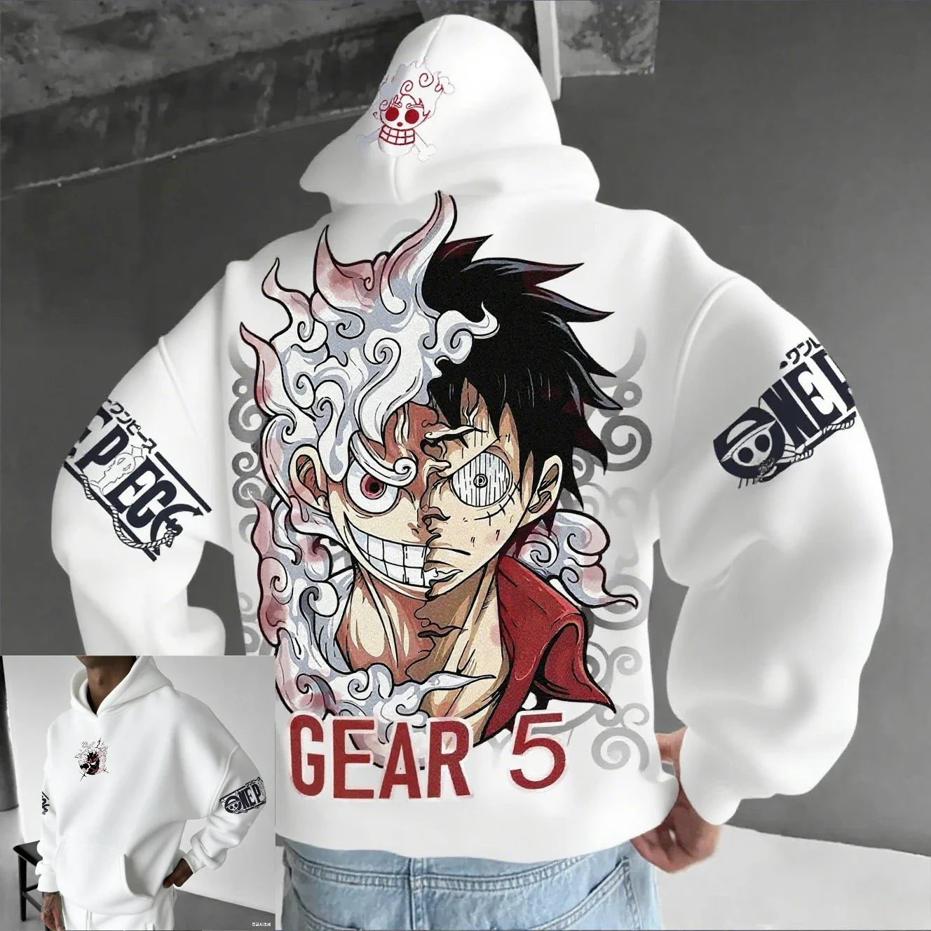 ONE PIECE Anime Luffy Joint Men's Hoodie Spring and Autumn New Large Daily Loose Japan Harajuku Parent-Child Pullover Top