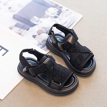 Summer Girls New Sandals Breathable Mesh Children's Causal School Sandals Simple Fashion Kids Beach Platform Sandals Open-toe