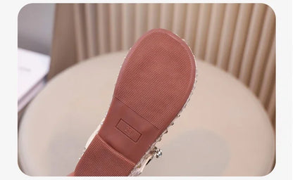 Summer Quick-Dry Mesh Kids Sandals for Girls Witn Sparkly Sequins Non-Slip Sole Cuts-outs Toddler Flats Beach Shoes Daily Wear