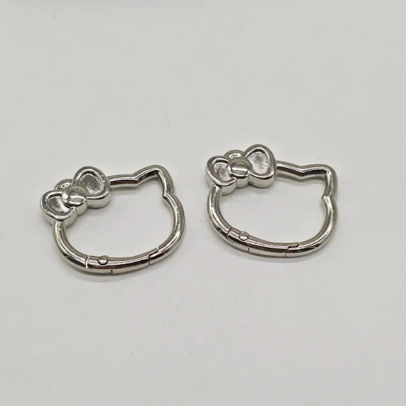 Hello Kitty Anime Metal Key Ring Spring Clasp Openable Cute Carabiner Keychain Clips Hook Pendant Chain DIY Buckle Accessories