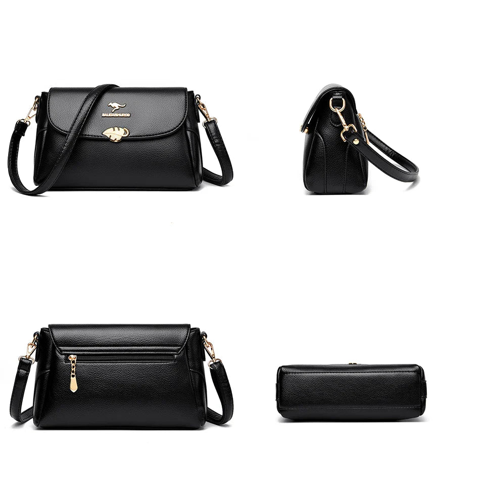Women Bag Fashion Shoulder Bag Quality PU Leather Elegant Flap Retro Female Messenger Classic Multiple Pockets Crossbody Handbag