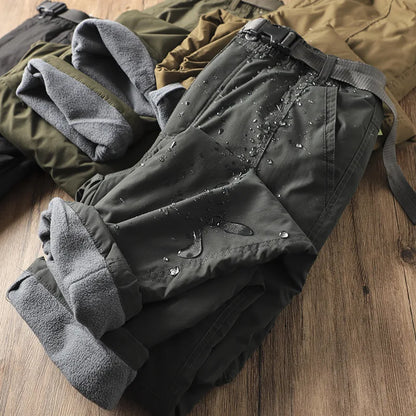 Outdoor Workwear Pants Men's Loose Fleece Lined Thick Soft  Hiking Mountain Climbing Windproof Waterproof Jacket Pants