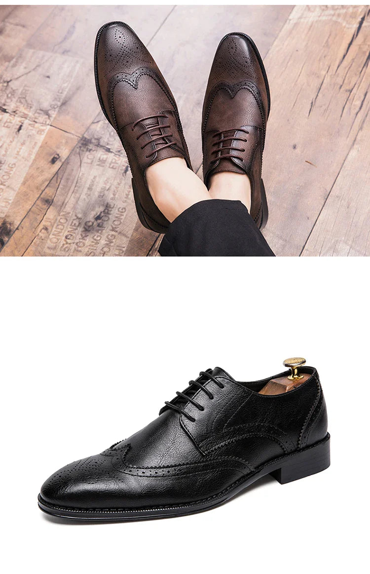 Men's Dress Shoes High Quality Oxford Leather Shoes Men Classic Casual Business Brogues Leahter Shoes Men Wedding Formal Shoes