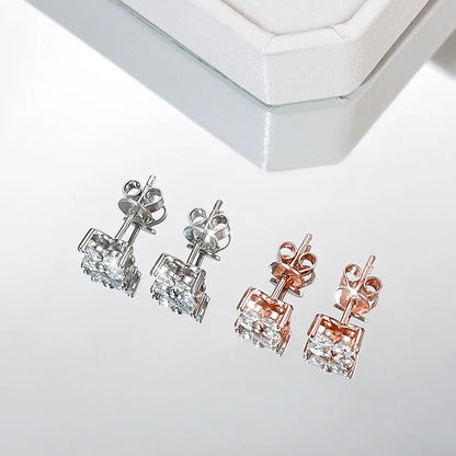 Trendy D Color 0.1CT 3mm Clover Moissanite Stud Earrings For Women Party Fine Jewelry S925 Sterling Silver Diamond Earring