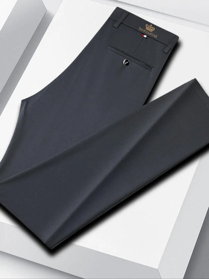Premium Men's Stretch Business Pants – Slim Fit Solid Color Formal Trousers for All-Day Comfort & Professional Style