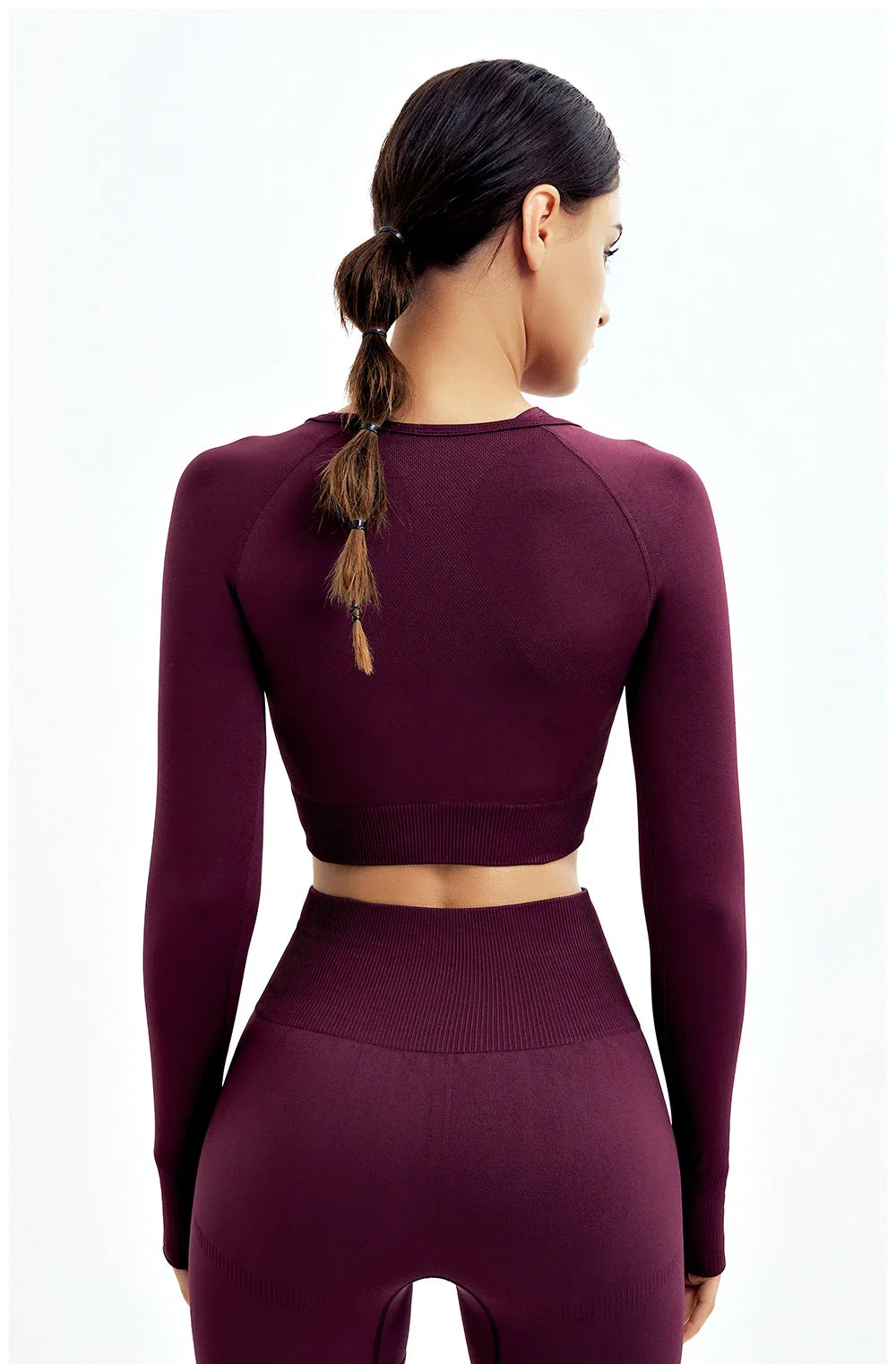 2/3Pcs Women Seamless Fitness Yoga Suit Workout Long Sleeve Crop Top Shirt Sports Bra High Waist Running Leggings Gym Clothing