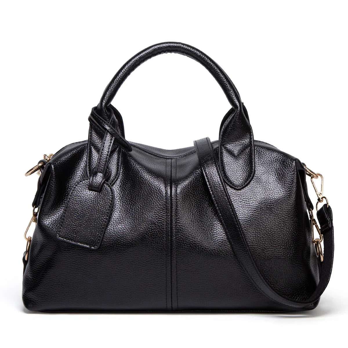 Women's Fashionable and Elegant Large-Capacity Oil Wax Leather Handbag, Convenient Solid Color Faux Leather Boston Crossbody Bag, Anti-Theft Commuter Bag with Zipper Lock, Detachable Shoulder Strap, Dual Handle Design, Adjust
