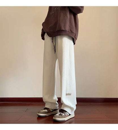 High-street cool pineapple plaid straight-leg wide-leg pants for men, casual outdoor party loose floor-length pants