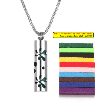 Long Strip Stainless Steel Aromatherapy Necklace Perfume Diffuser Essential Oil Diffuser Pendant Necklace Jewelry Accessories