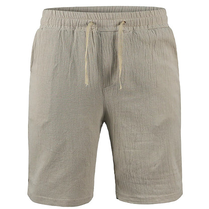 New Men's Cotton Linen Shorts Pants Male Summer Breathable Solid Color Linen Trousers Fitness Streetwear S-3XL
