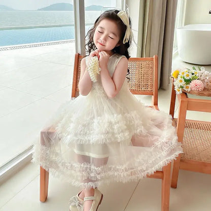 Girl's Dress Summer New Children's Sleeveless Yarn Dress Fluffy Dress Girl's Fashionable Baby Princess Dress
