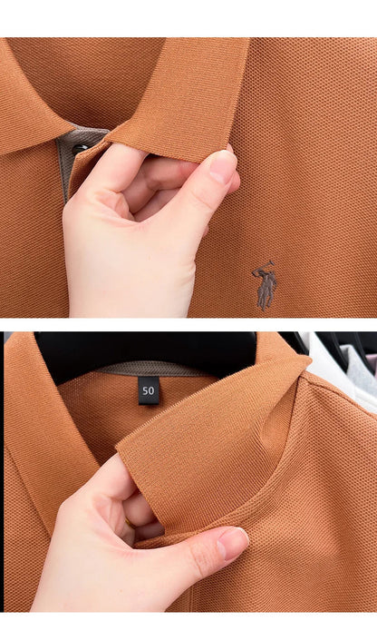 100% pure cotton high-end brand men's short sleeve polo shirt comfort lightweight summer casual T-shirt youthful fashionable top