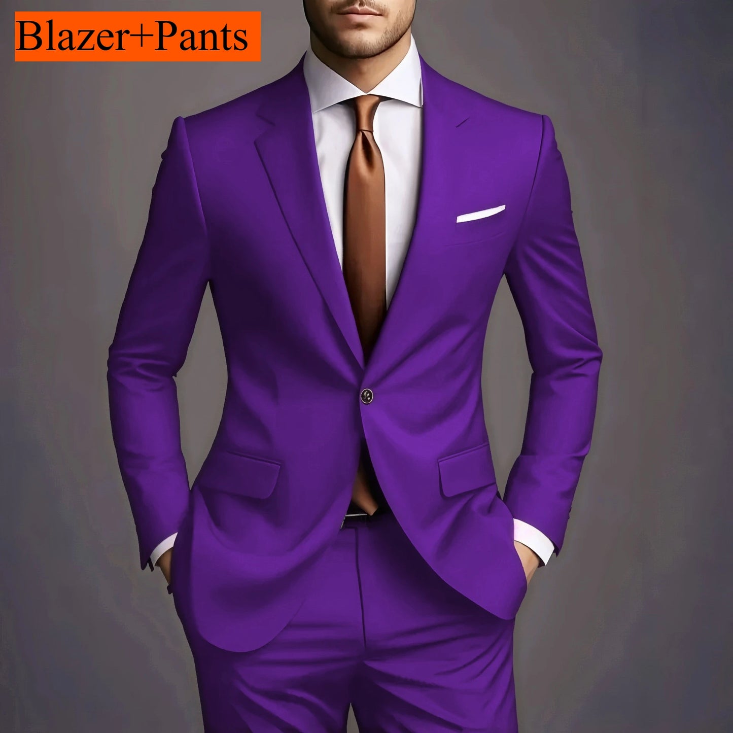 Elegant Men's Suits 2 Piece Set Fashion Korean Casual Slim Fit Social Groom Wedding Tuxedo