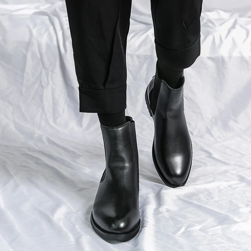 Classic Fashion Men Boots Winter Leather Shoes Autumn Business Chelsea Boots British Style Hombres Botas High Top Footwear Dress