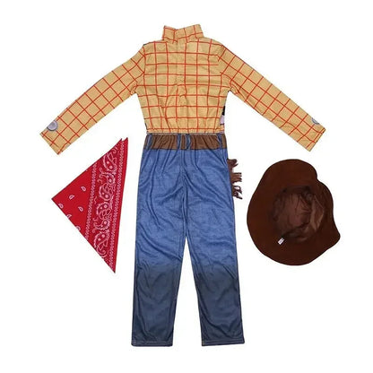 4-12Y Boys Cowboy Woody Cospaly Costume Anime Character Adventure Costume Halloween Kids Performance Costume