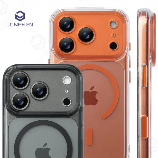 Business Matte Clear Camera Button Magnetic Case For iPhone 17 Pro Max Air 17pro Detachable Lens Shockproof Cover For Magsafe