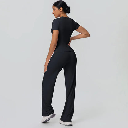 Fitness Sports Workout Yoga Set for Women Naked Feel Slim Casual Workout Top T-Shirt Quick Drying Push Up Running Pants Yoga Set