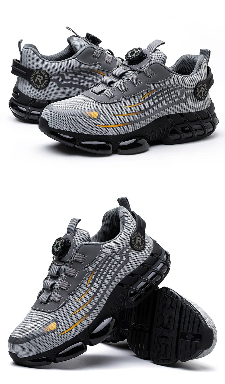 Indestructible Steel Toe Work Shoes for Men Women Rotating Button Safety Shoes Lightweight Construction Work Safety Shoes