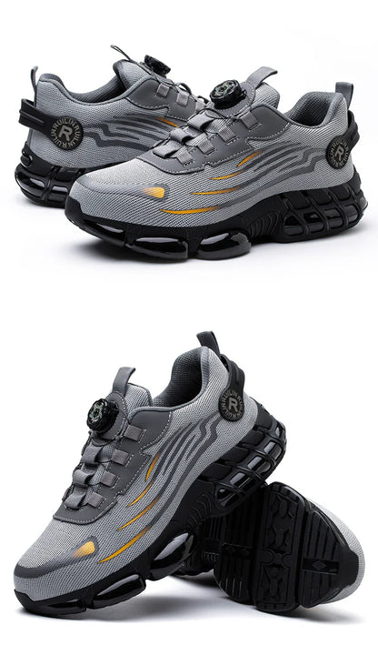 Indestructible Steel Toe Work Shoes for Men Women Rotating Button Safety Shoes Lightweight Construction Work Safety Shoes