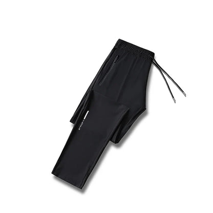Ice Silk Long Pants for Men's Summer Quick Drying Loose Straight Leg Pants Elasticity Sports Leggings Casual Pants Men's Pants