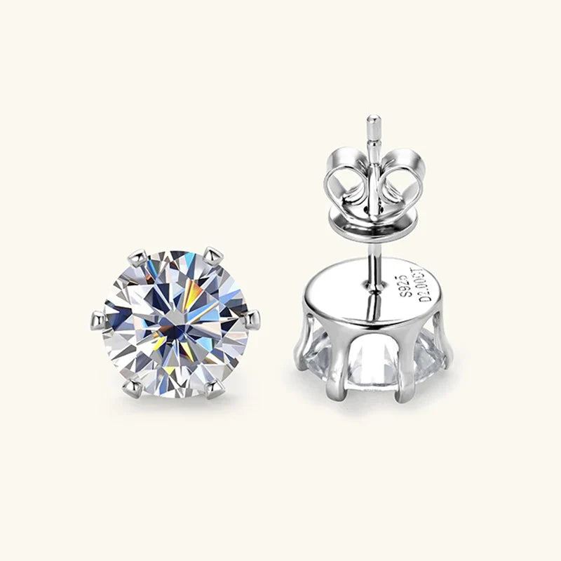 Sparkling Real 0.1-3CT D Color Moissanite Stud Earrings For Women Girls S925 Silver Plated 18K Diamond Earring Ear Studs