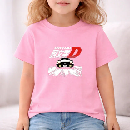 Children T-shirt+Shorts Japanese manga racing car Fashion Print Boy Girl Toddler 3-12Yrs Short-Sleeved Set refreshing Summer