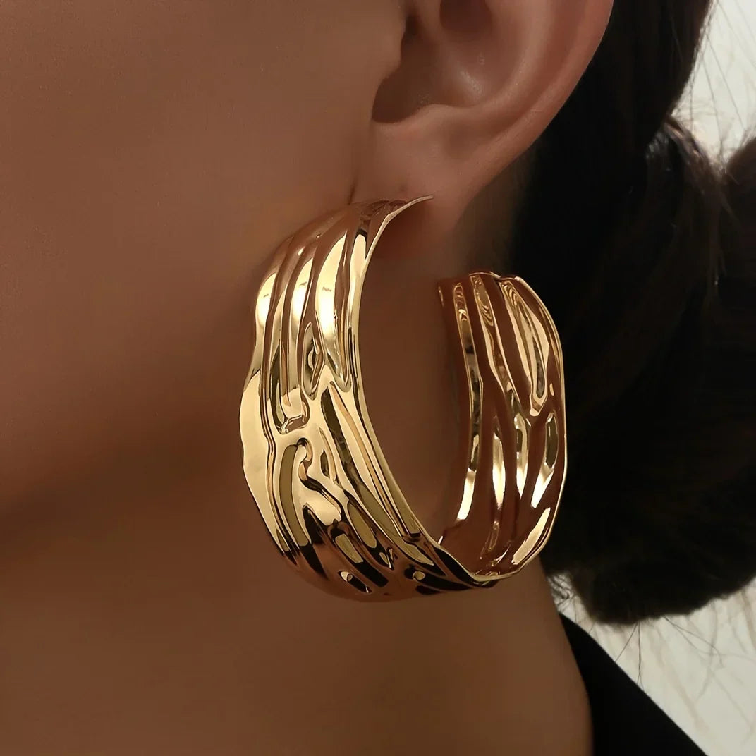 Prism Gold Hoop Earrings - Recycled Metal Hypoallergenic Jewelry for Day-to-Night Glamour